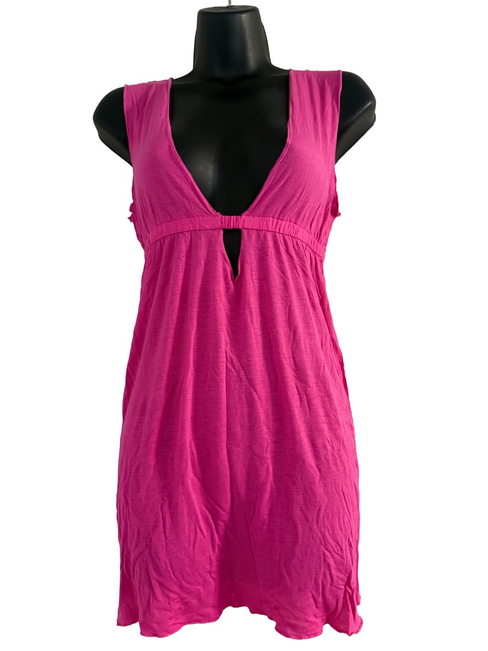 Capelli of New York Sleeveless Deep V Swim Cover-Up in Bright Fuchsia